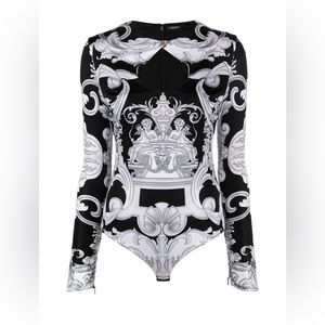 Versace Barocco-print cutout bodysuit